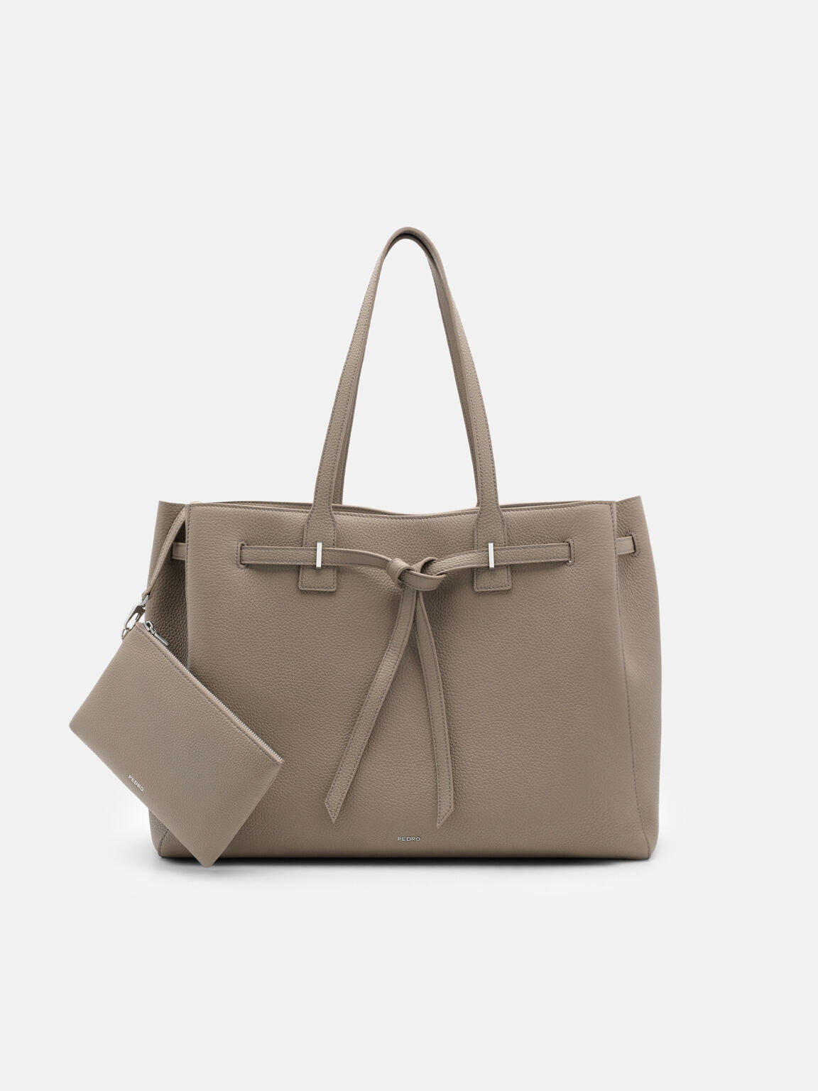T&uacute;i tote phom chữ nhật Demi Oversized, N&acirc;u X&aacute;m, hi-res