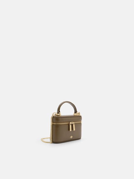 Ari Leather Vanity Case, Dark Taupe, hi-res