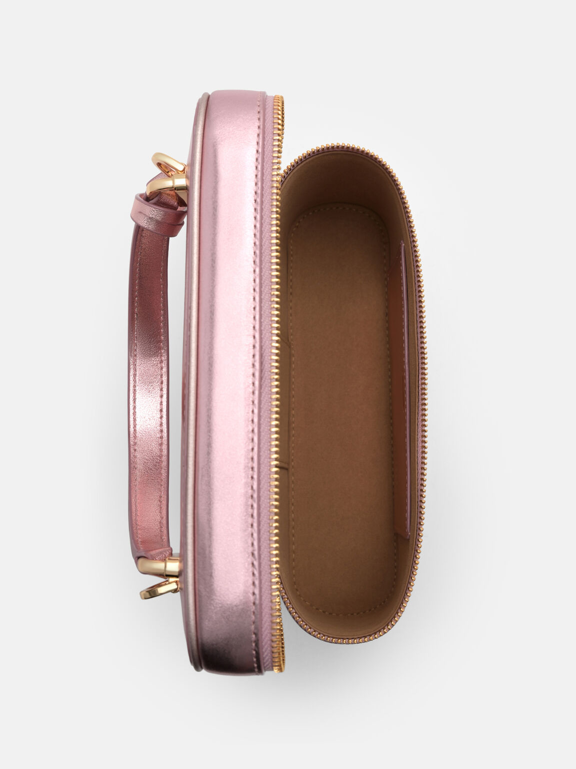 Ari Leather Shoulder Bag, Pink Metallic, hi-res