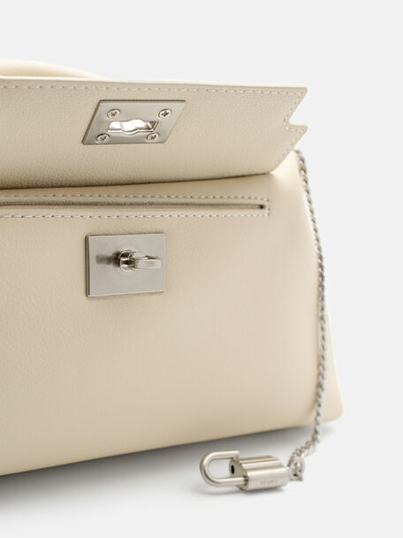 Mirelle Leather Bowling Bag, Beige Tumble, hi-res