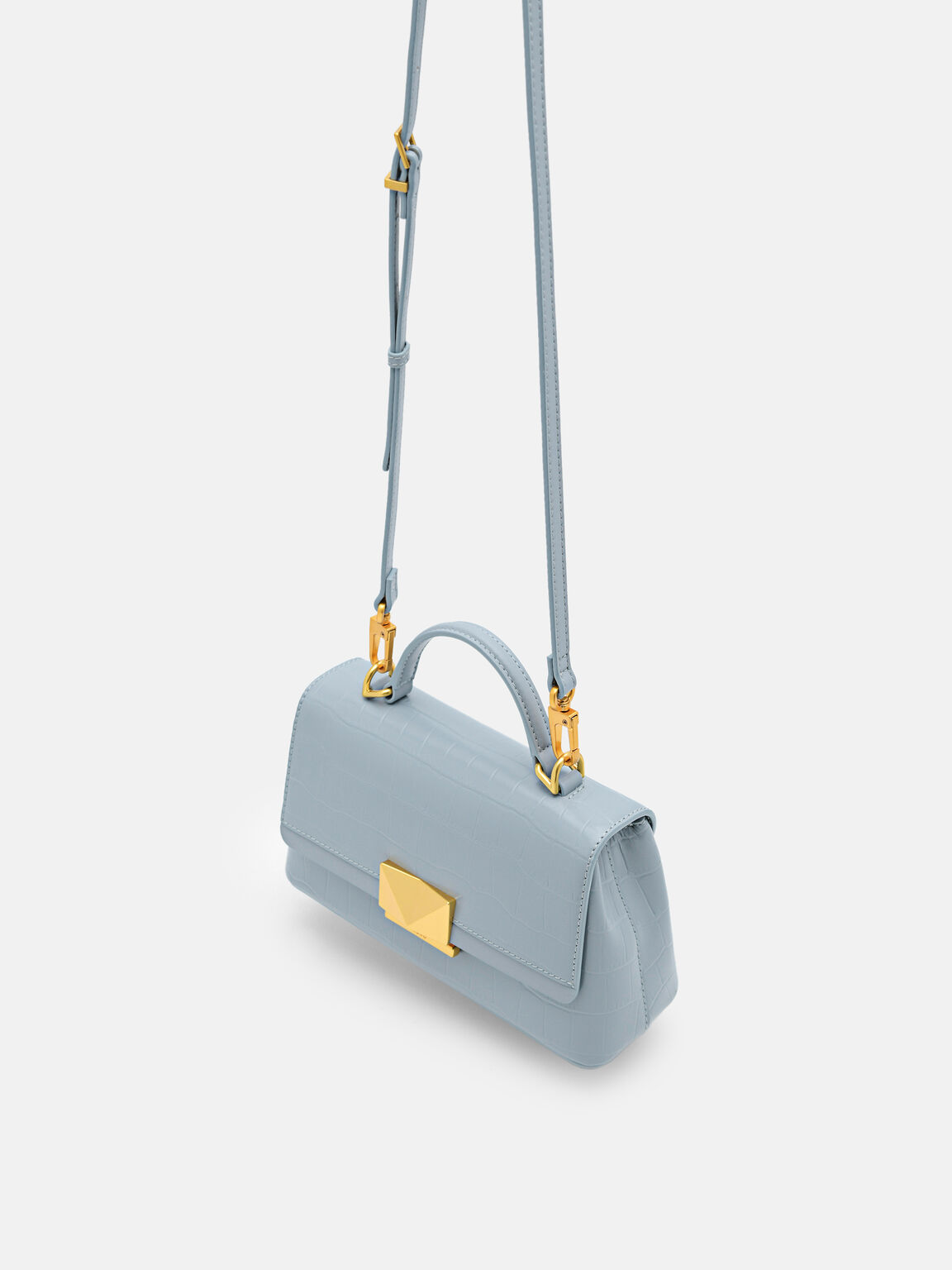 Túi xách hình thang Studio Pixel Leather Mini, Xanh Đá Phiến