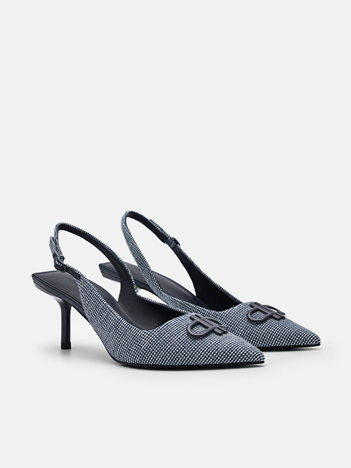 PEDRO Icon Fabric Pointed Slingback Pumps, Navy, hi-res