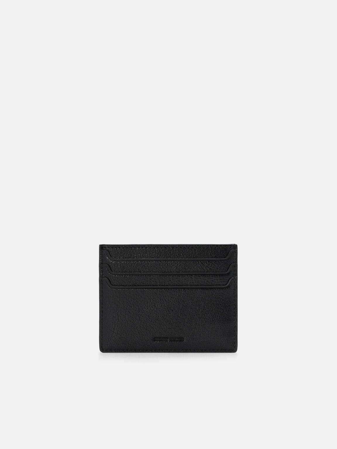 Leather Card Holder, Black Embossed, hi-res