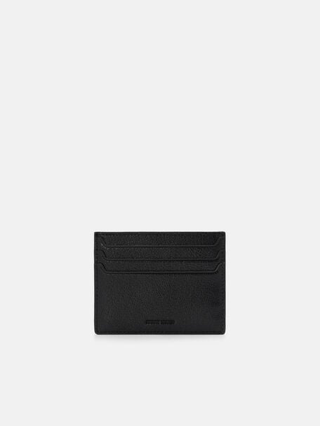 Leather Card Holder, Black Embossed, hi-res