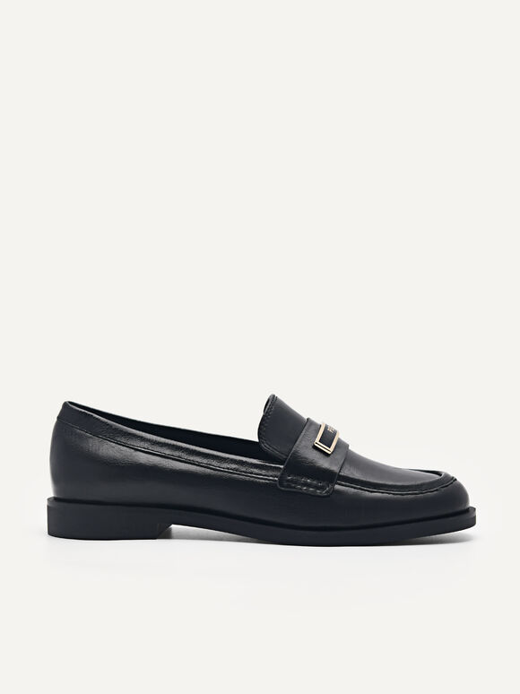 Bianca Leather Loafers, Black