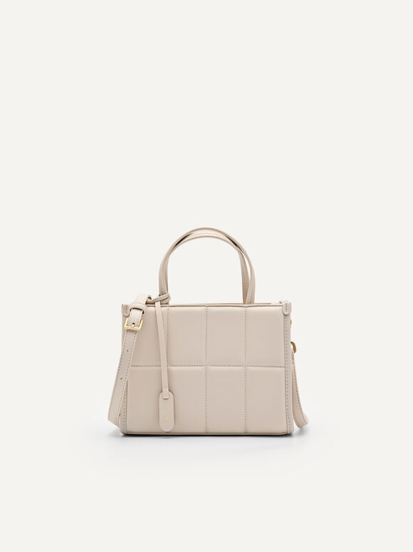 Mini Quilted Handbag, Beige, hi-res