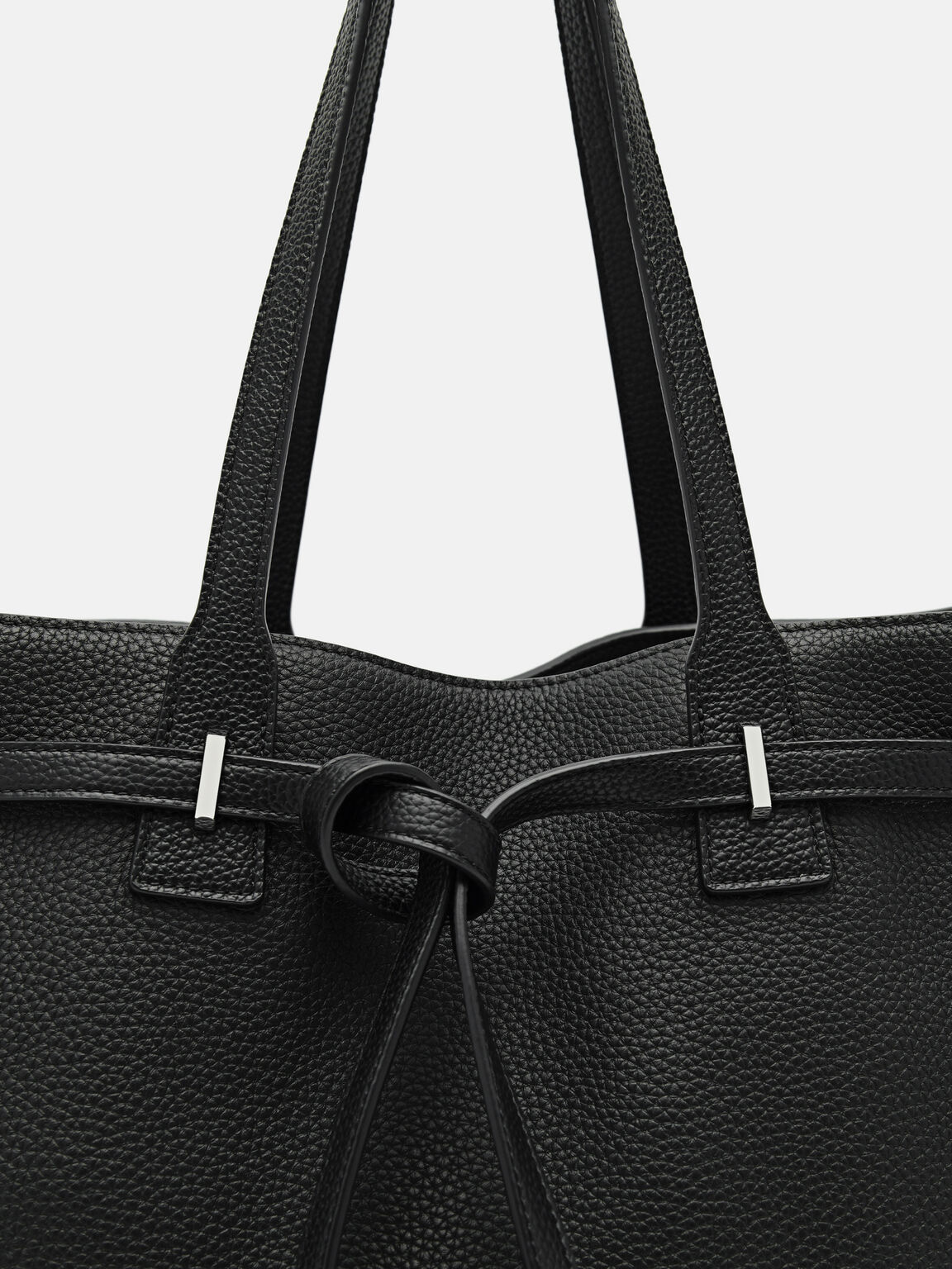 T&uacute;i tote phom chữ nhật Demi Oversized, Đen, hi-res