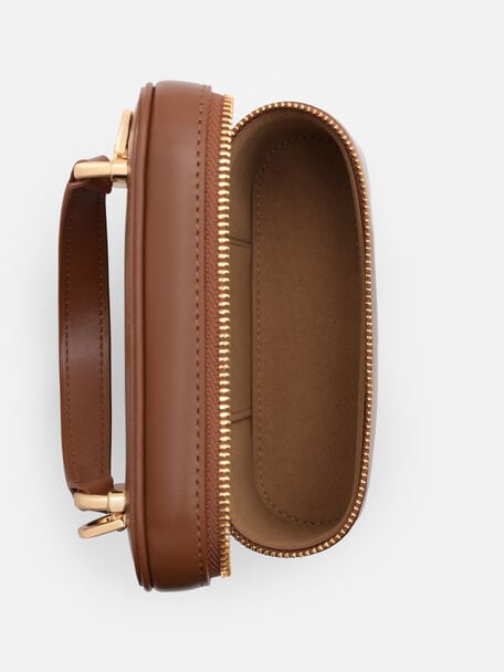 Ari Leather Vanity Case, Brown, hi-res