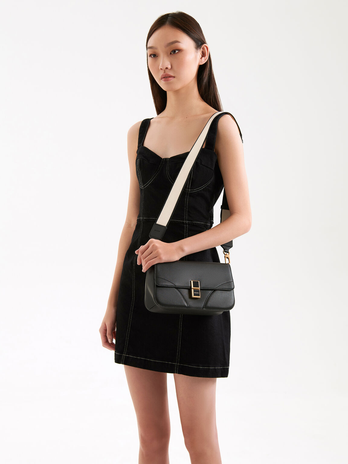 Bianca Leather Shoulder Bag, Black