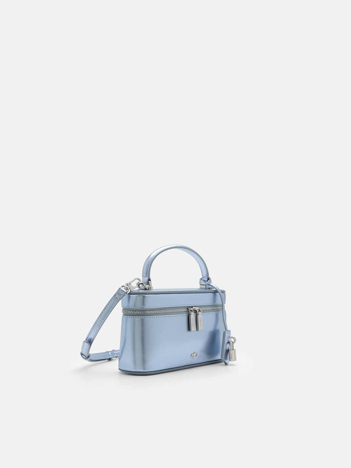 Ari Leather Shoulder Bag, Light Blue Metallic, hi-res