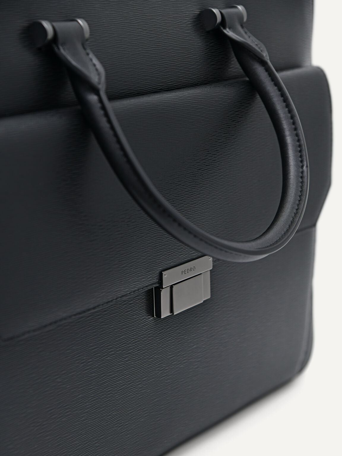 Henry Textured Leather Briefcase, Black, hi-res