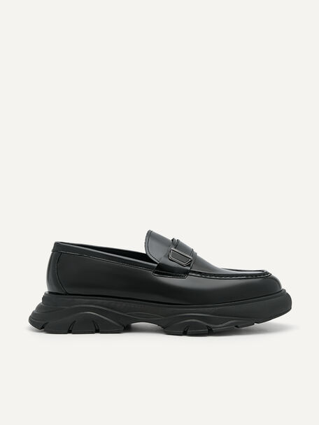 Hybrix Leather Loafers, Black, hi-res