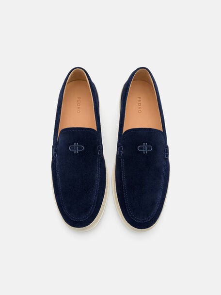 Gi&agrave;y lười mũi tr&ograve;n Vito Suede, Xanh navy, hi-res