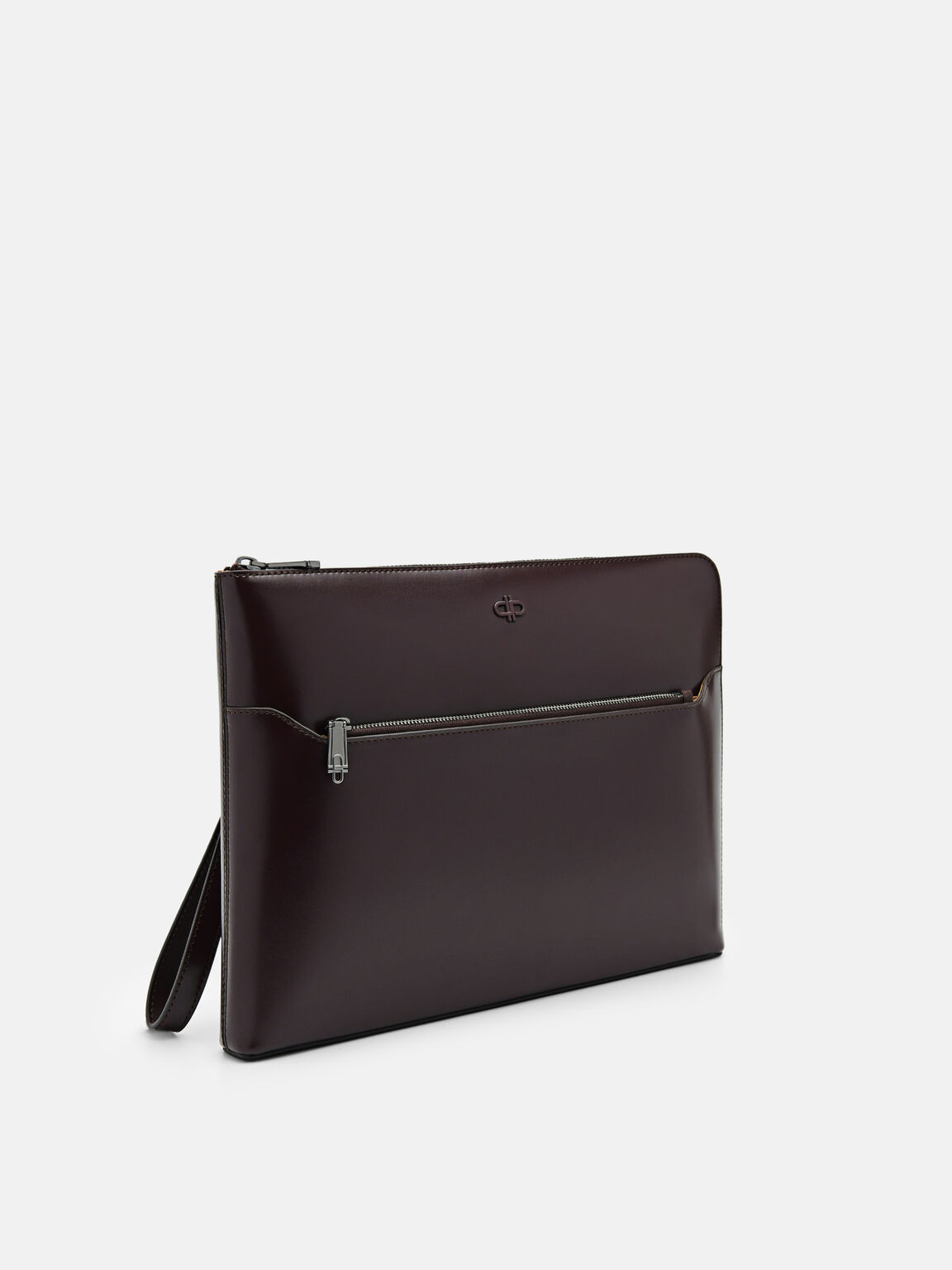 Túi đeo chéo phom chữ nhật Icon Leather Portfolio, Nâu Đậm, hi-res