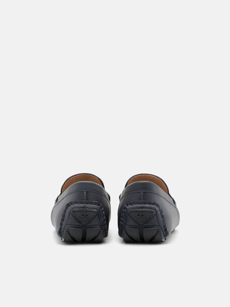 Gi&agrave;y lười mũi vu&ocirc;ng Alistair Leather, Navy Denim, hi-res