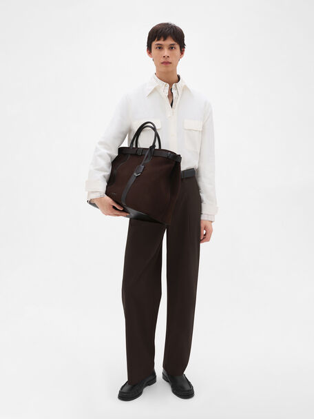 Tyson Duffel Bag, Espresso Brown Suede, hi-res