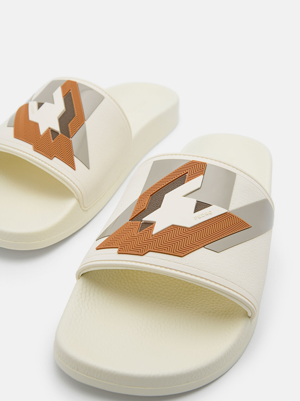 Houndstooth Slide Sandals, Beige