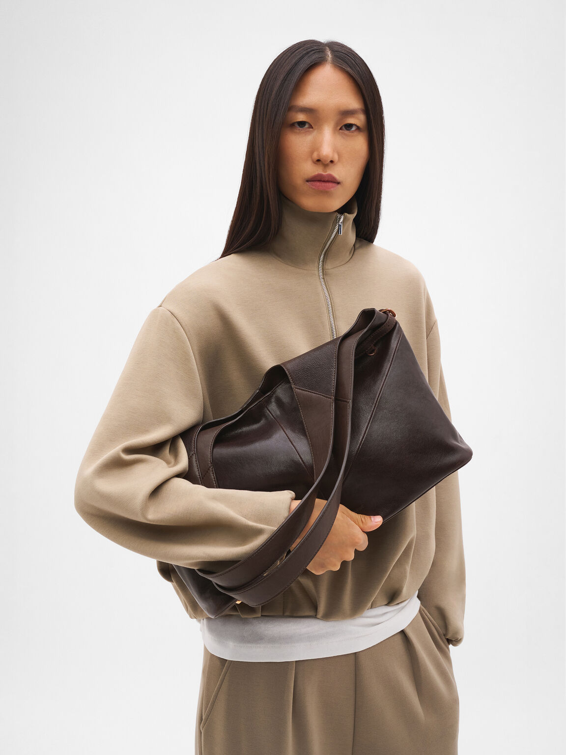 Vienna Leather Tote Bag, Dark Brown, hi-res