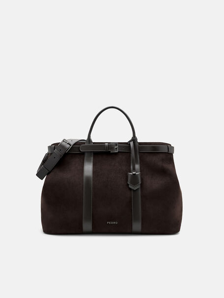 Tyson Duffel Bag, Espresso Brown Suede, hi-res