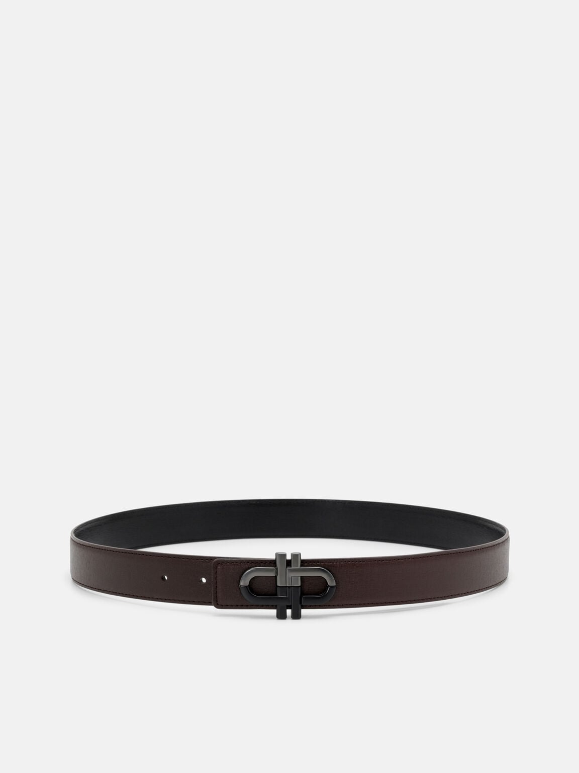 Thắt lưng bản vừa Leather, Dark Brown Embossed, hi-res