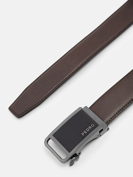 Thắt lưng bản vừa Leather Automatic, N&acirc;u Đậm, hi-res