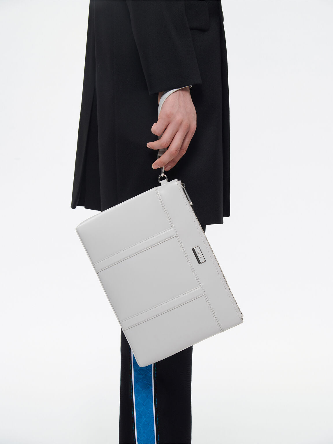Túi cầm tay phom chữ nhật Allen Leather Portfolio, Xám Nhạt, hi-res