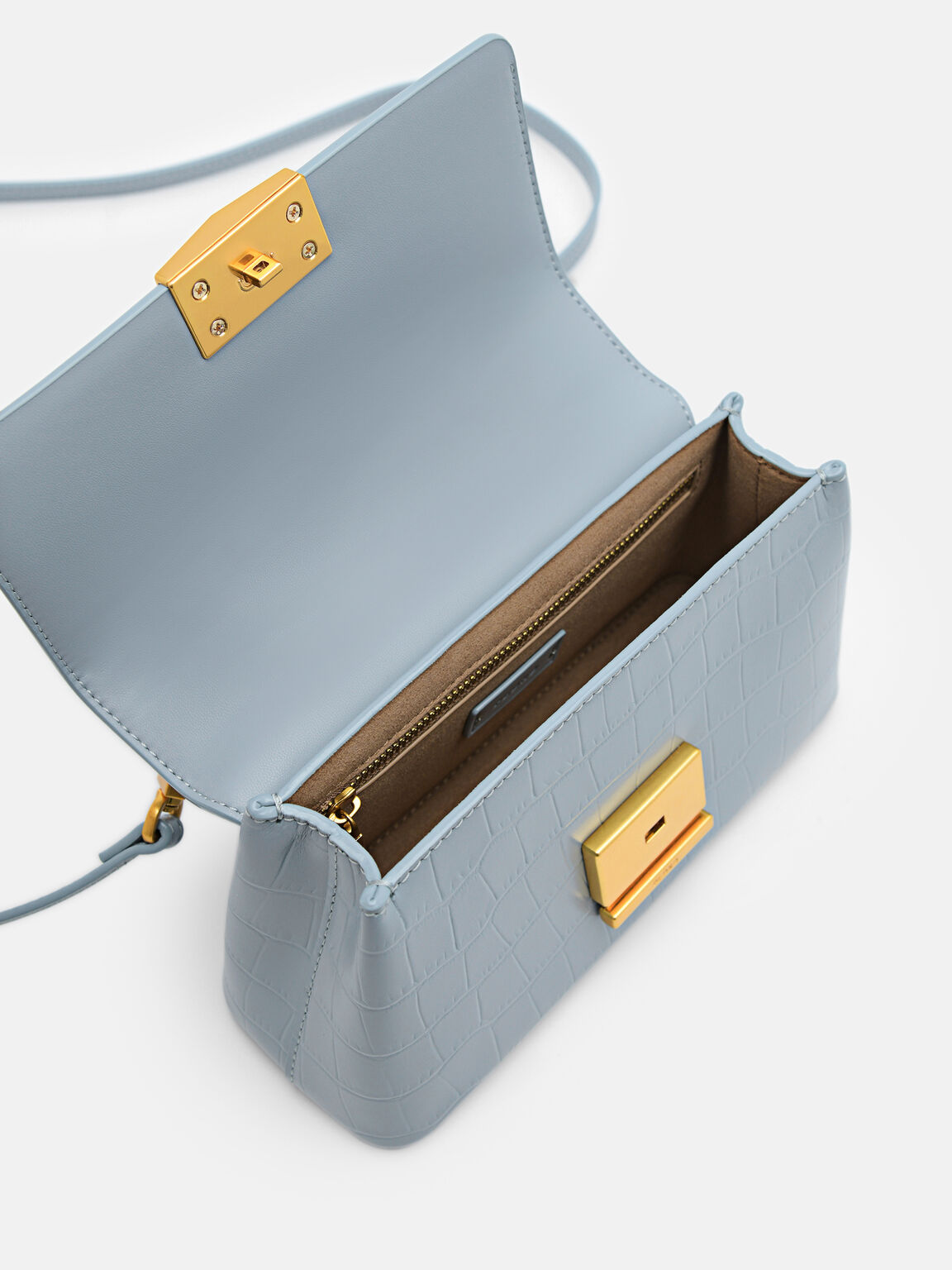Túi xách hình thang Studio Pixel Leather Mini, Xanh Đá Phiến, hi-res