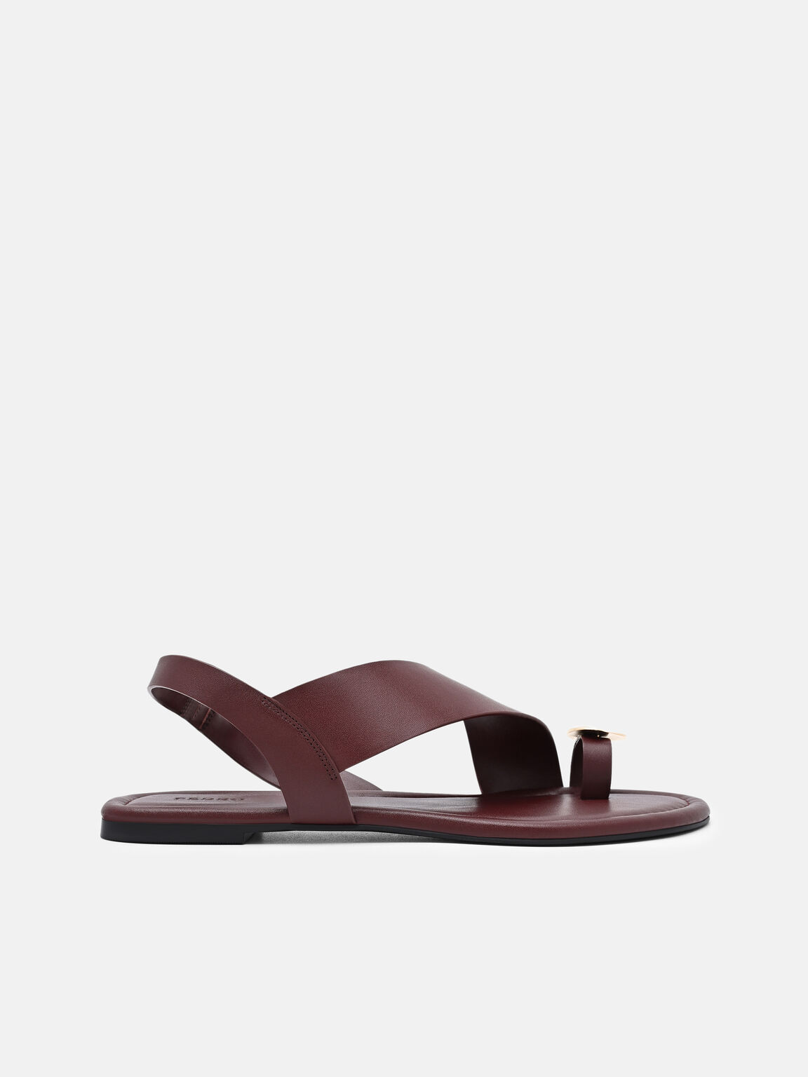 Gi&agrave;y sandals đế bệt Alexis Leather, Đỏ Rượu Vang, hi-res