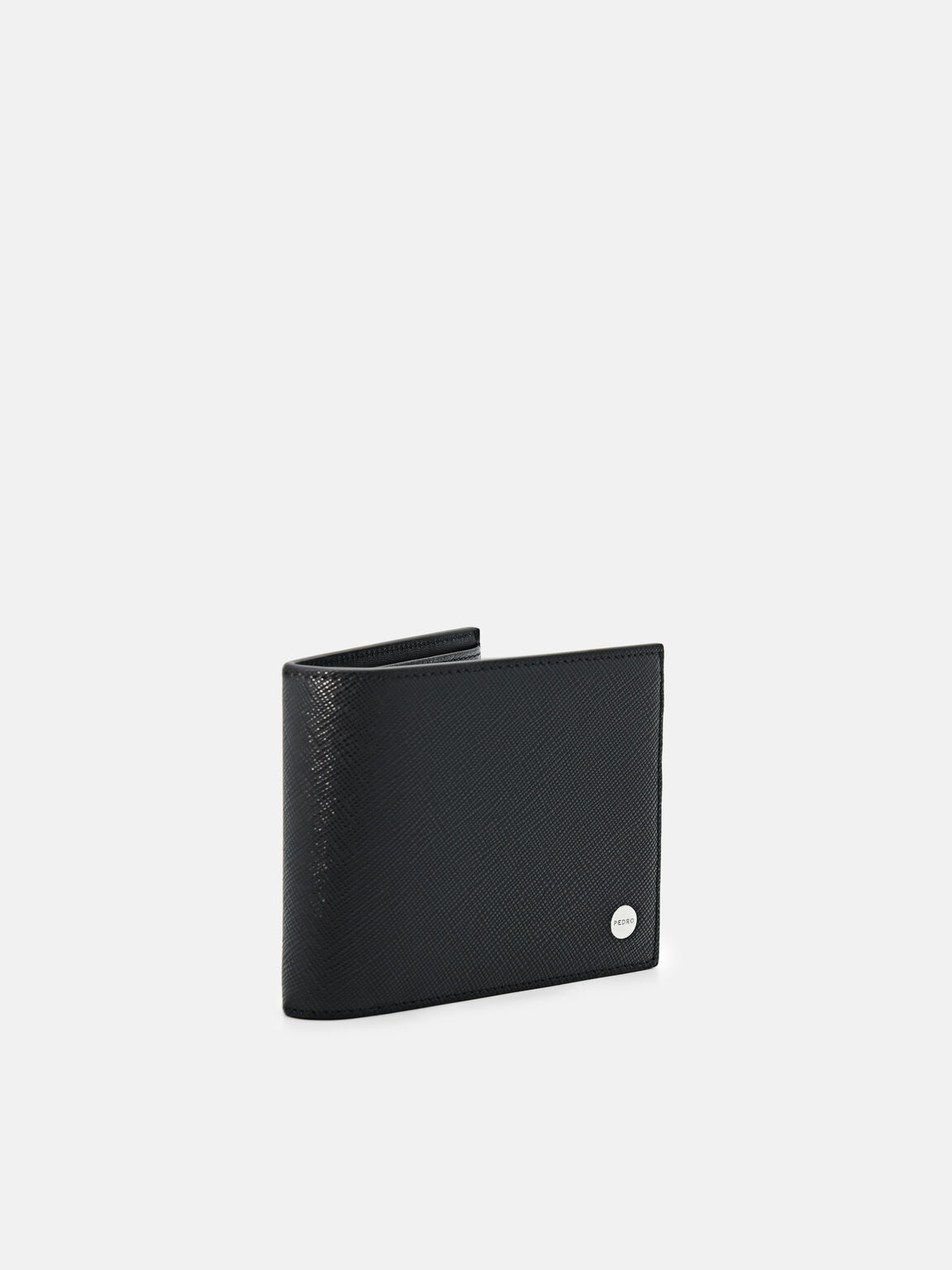 V&iacute; ngắn d&aacute;ng gập Leather Bi Fold, Đen