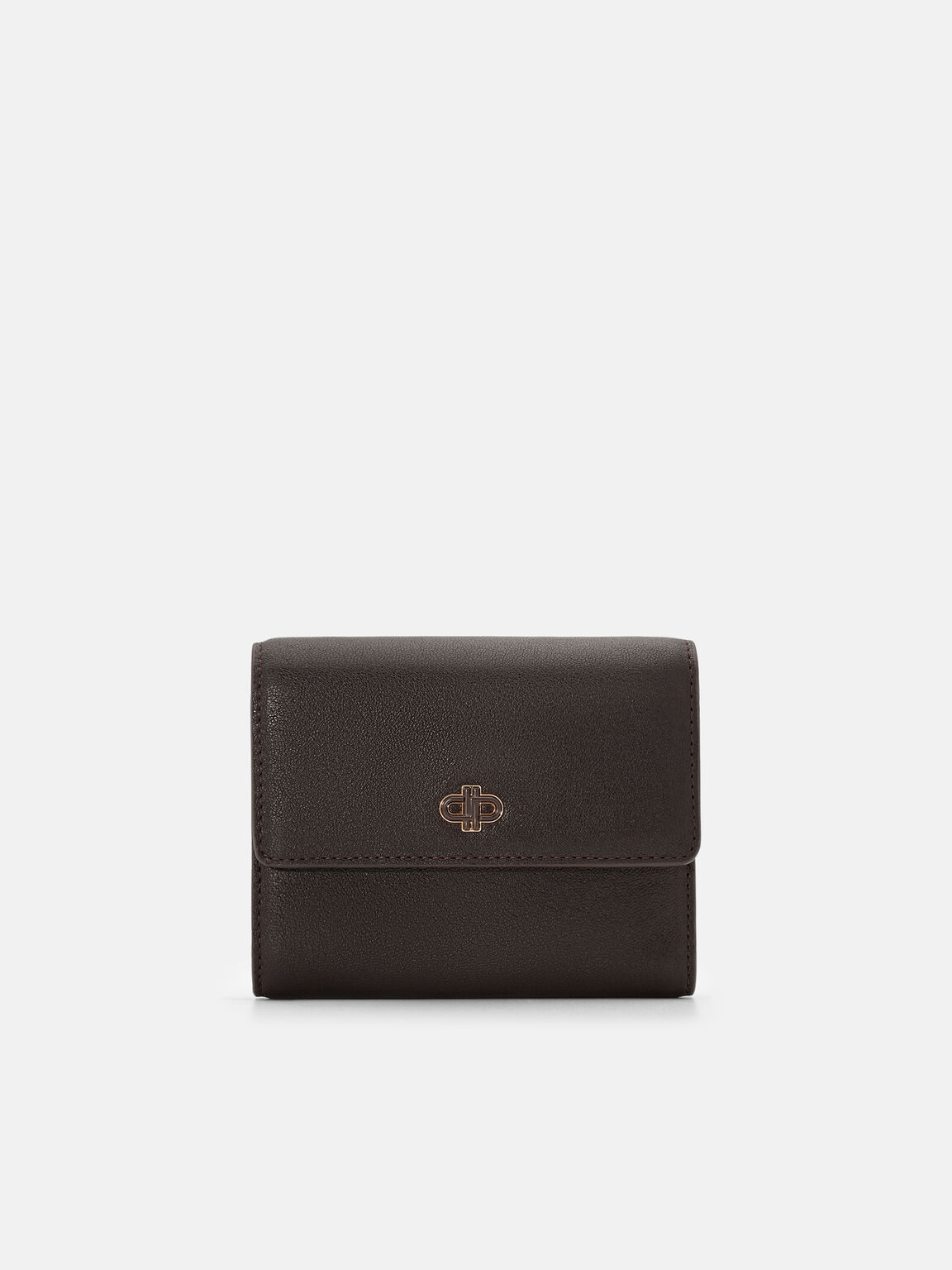 Leather Tri-Fold Wallet, Dark Brown, hi-res
