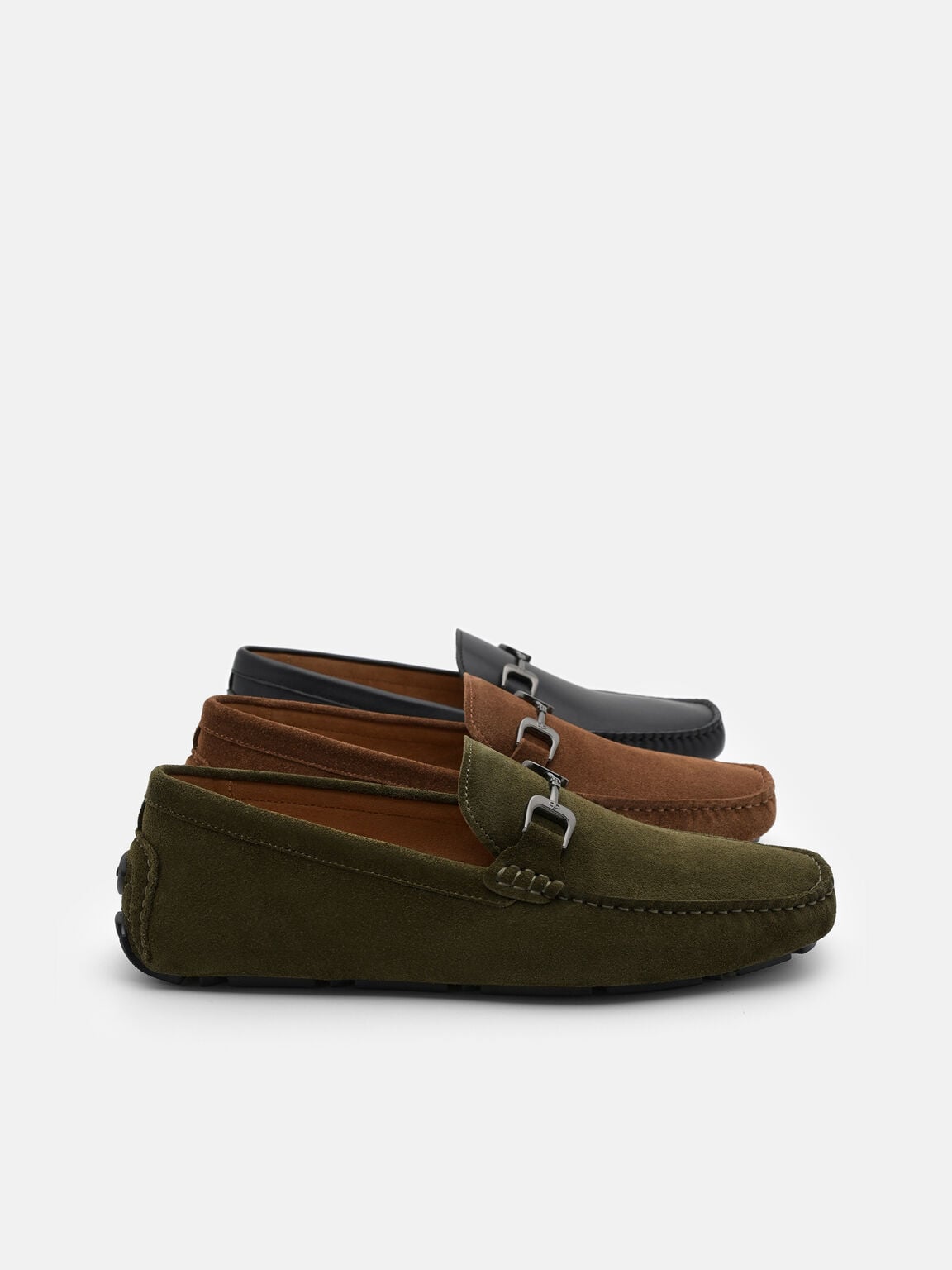 Gi&agrave;y lười mũi vu&ocirc;ng Leather, Đen, hi-res