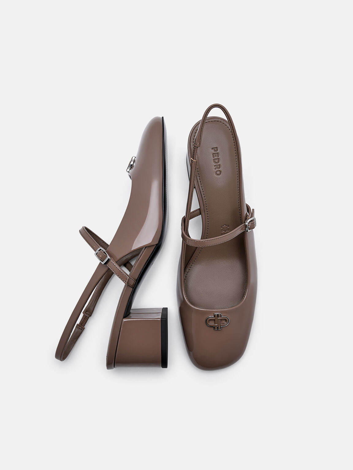 PEDRO Studio Patent Leather Slingback Pumps, Taupe, hi-res
