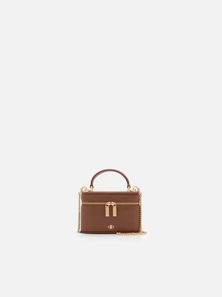 Ari Leather Vanity Case, Brown, hi-res