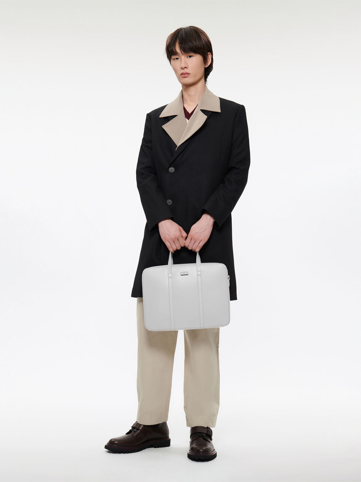 Allen Leather Briefcase, Light Grey, hi-res