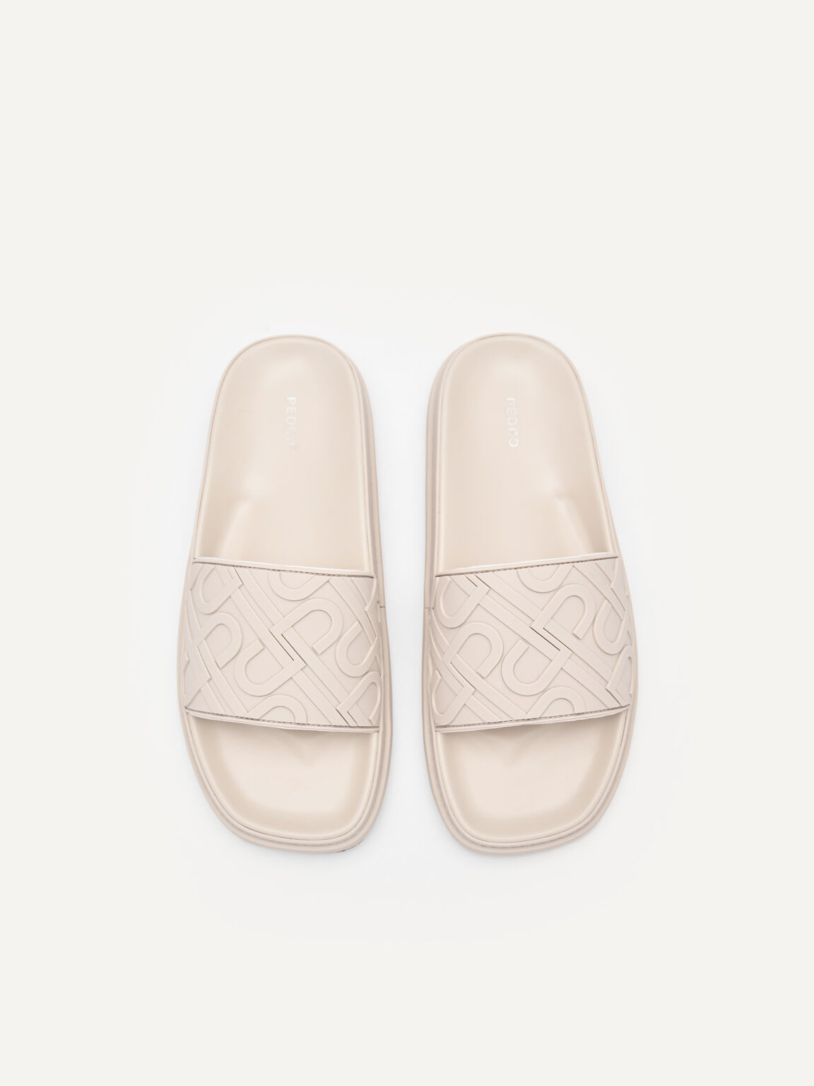 PEDRO Icon Embossed Slide Sandals, Beige, hi-res