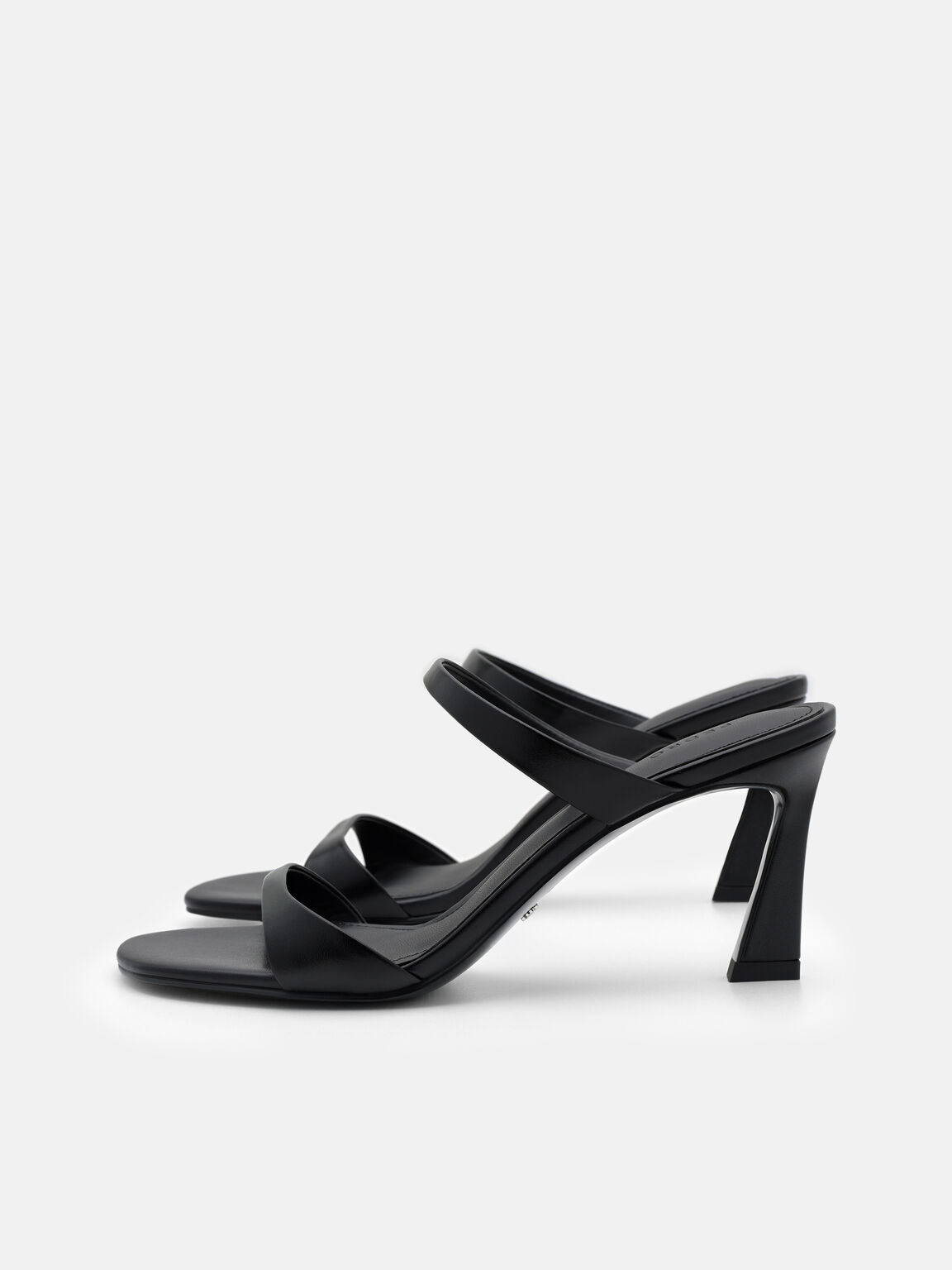 Abbey Leather Heel Sandals, Black, hi-res