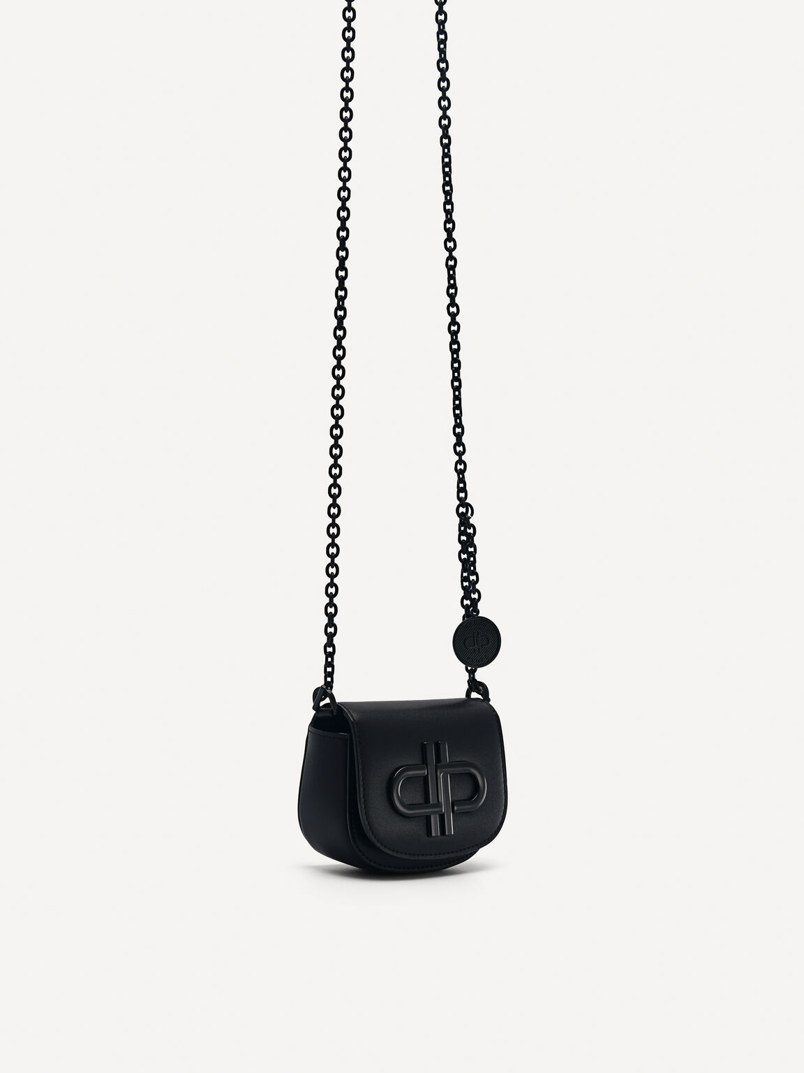 Túi đeo chéo nắp gập Icon Leather Micro, Đen, hi-res