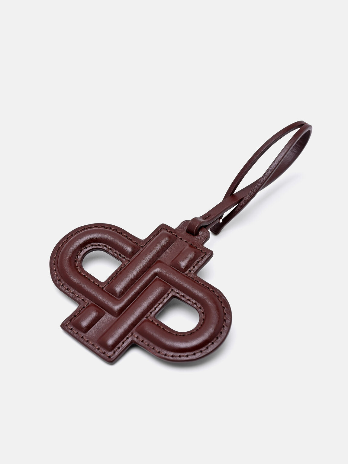 Leather Emblem Charm, Wine, hi-res