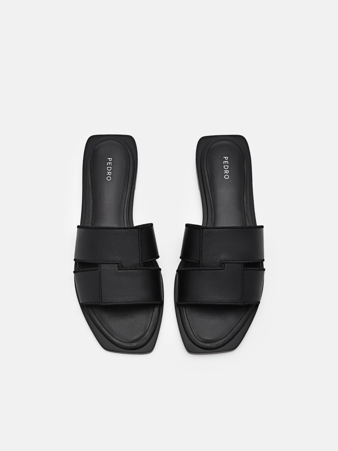 Iza Flat Sandals, Black, hi-res