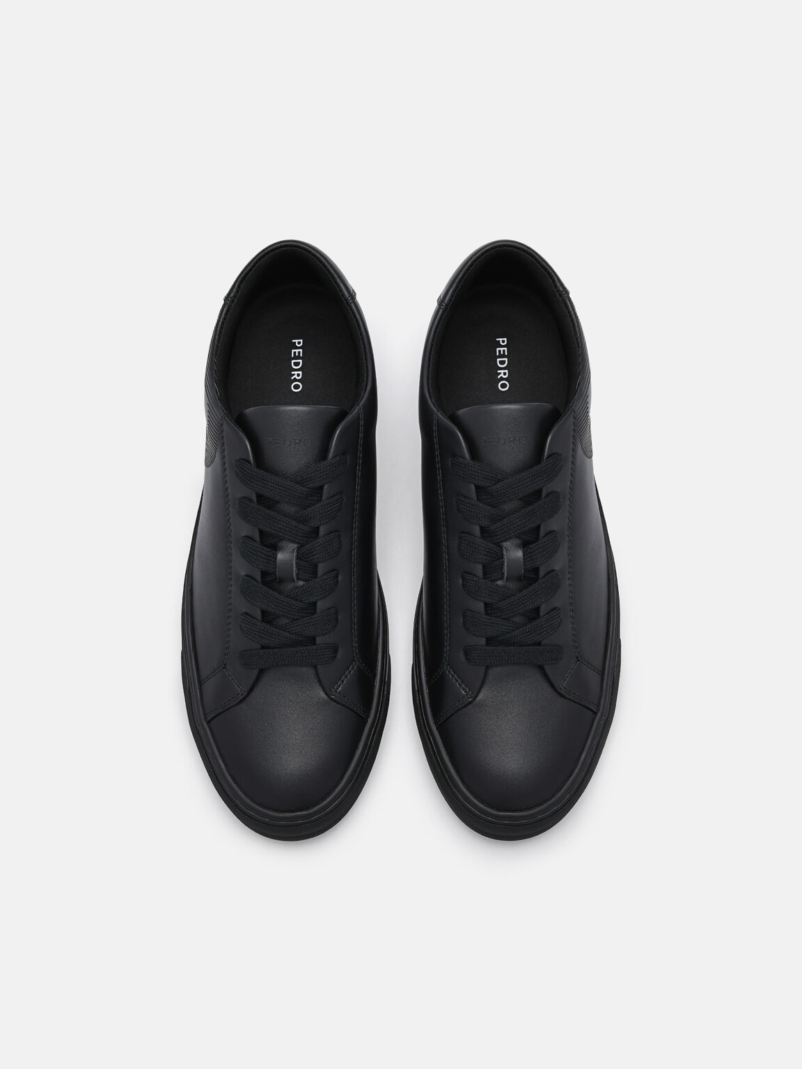 Women's PEDRO Icon Leather Sneakers, Black, hi-res