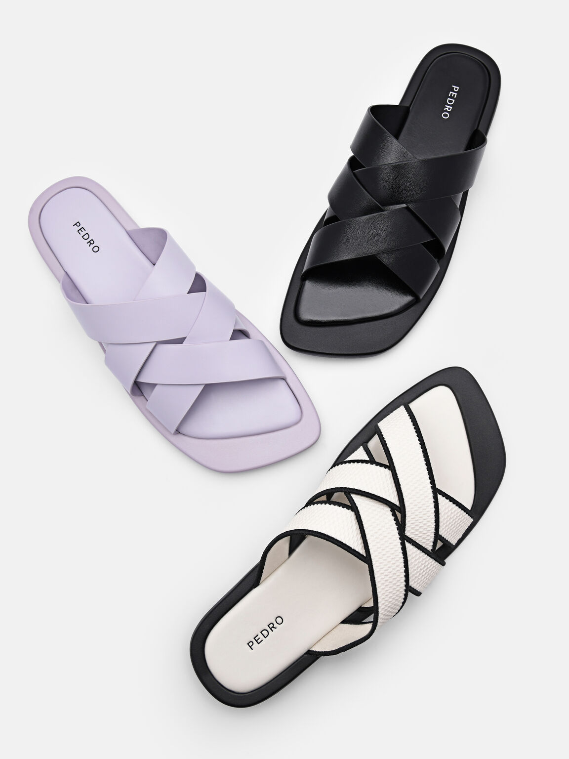 Izzie Flat Sandals, Black, hi-res