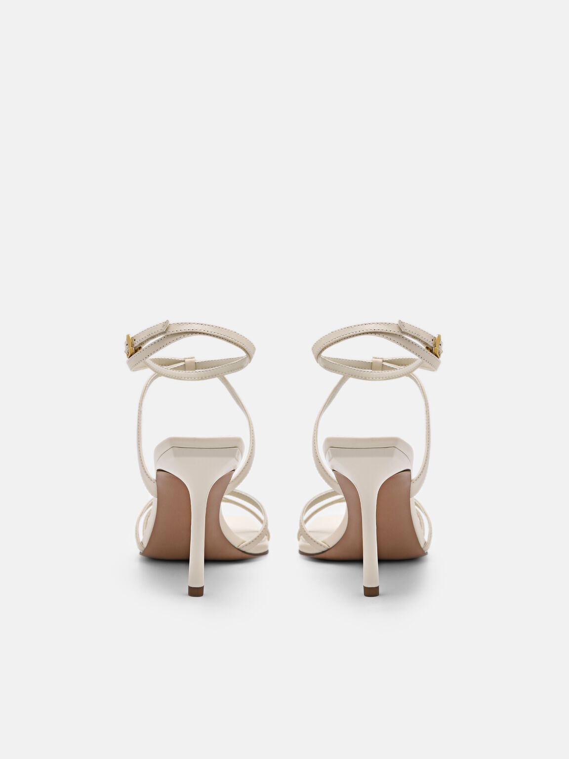 Sofia Leather Heel Sandals, Beige