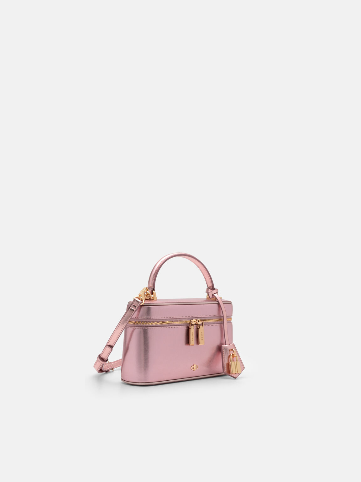 Ari Leather Shoulder Bag, Pink Metallic, hi-res