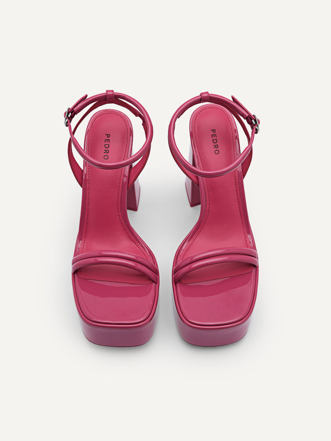 Giày sandals cao gót đế trụ Aryna, Hồng Fuchsia, hi-res