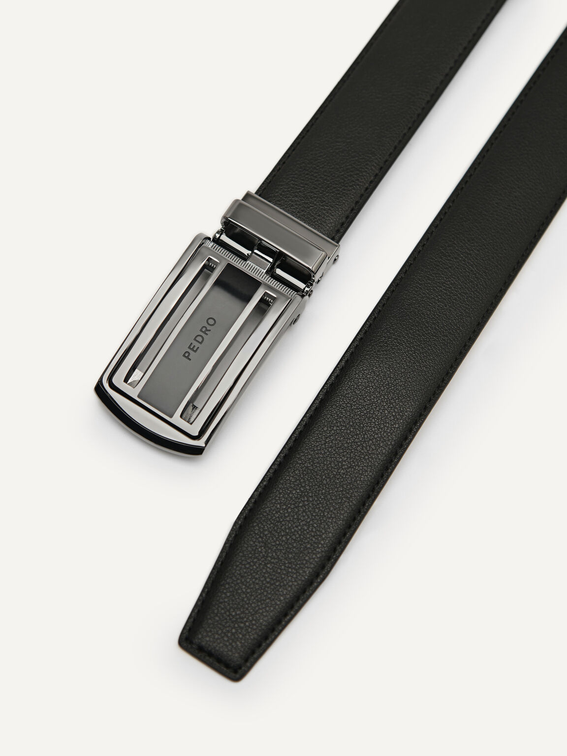 Leather Automatic Belt, Black, hi-res