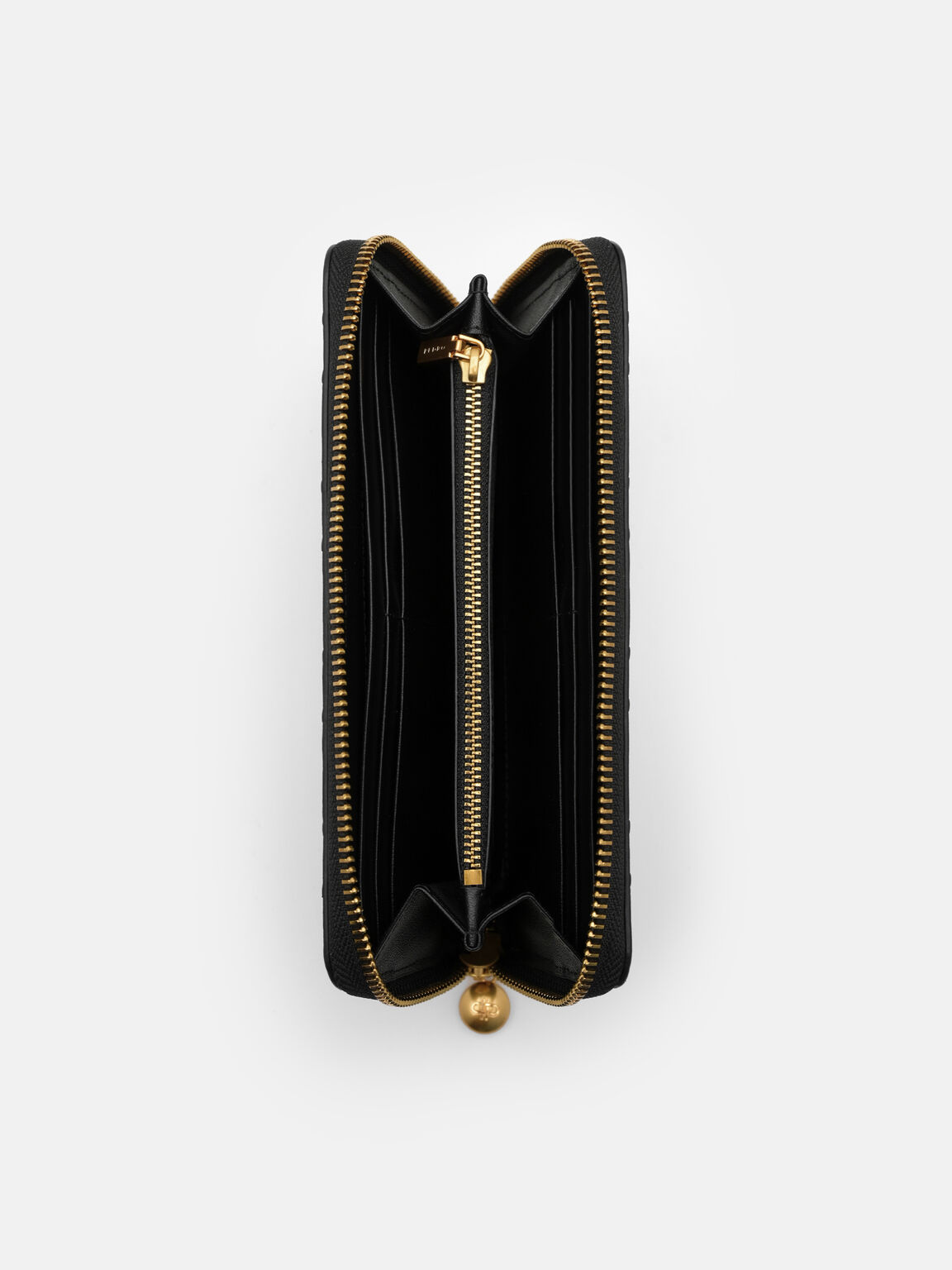 Quilted Leather Long Wallet, Black, hi-res