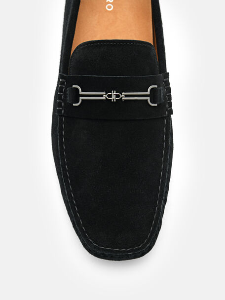 Giày lười mũi tròn Alistair Suede, Đen, hi-res