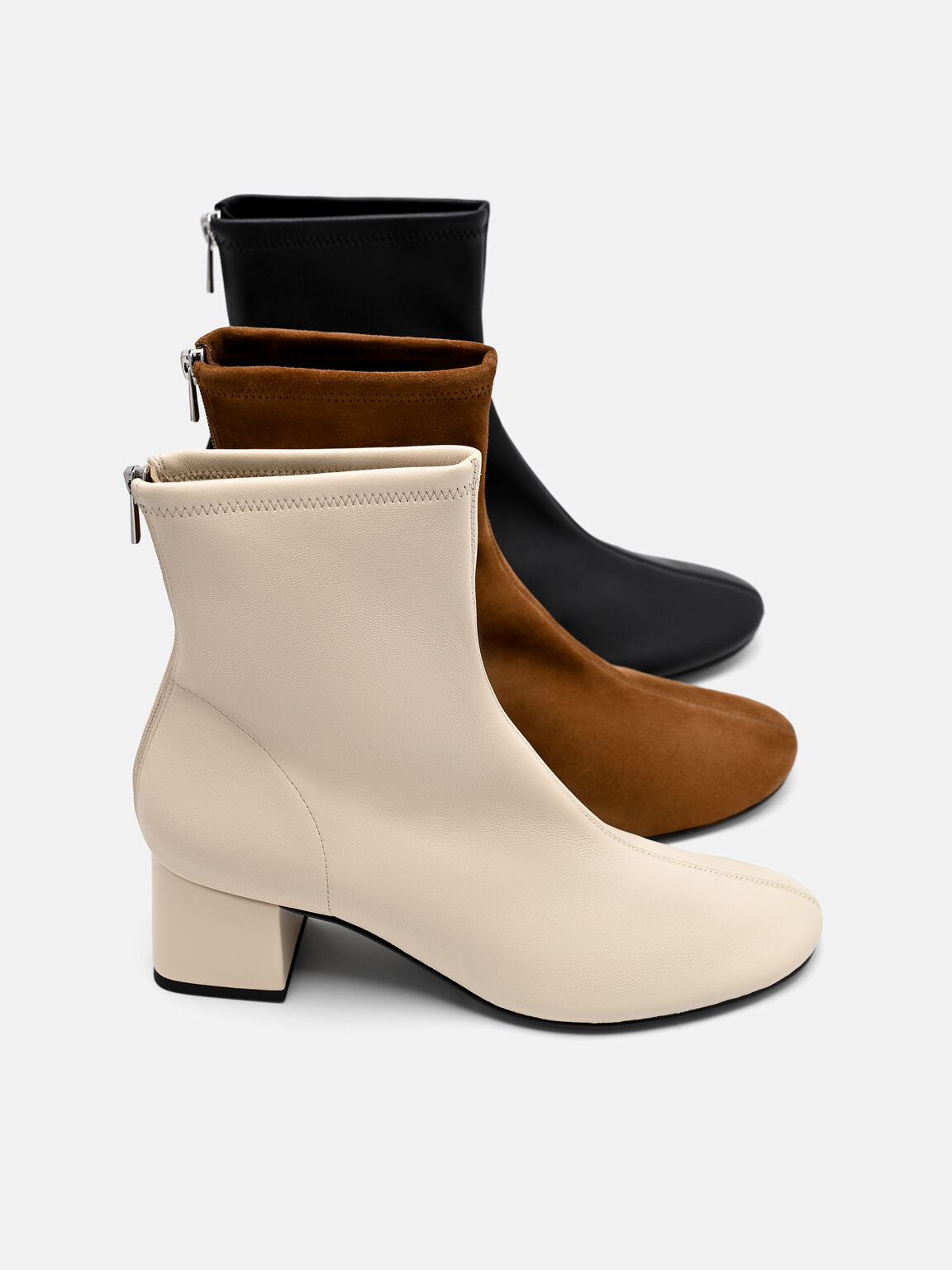 Brooke Leather Heel Boots, Black, hi-res