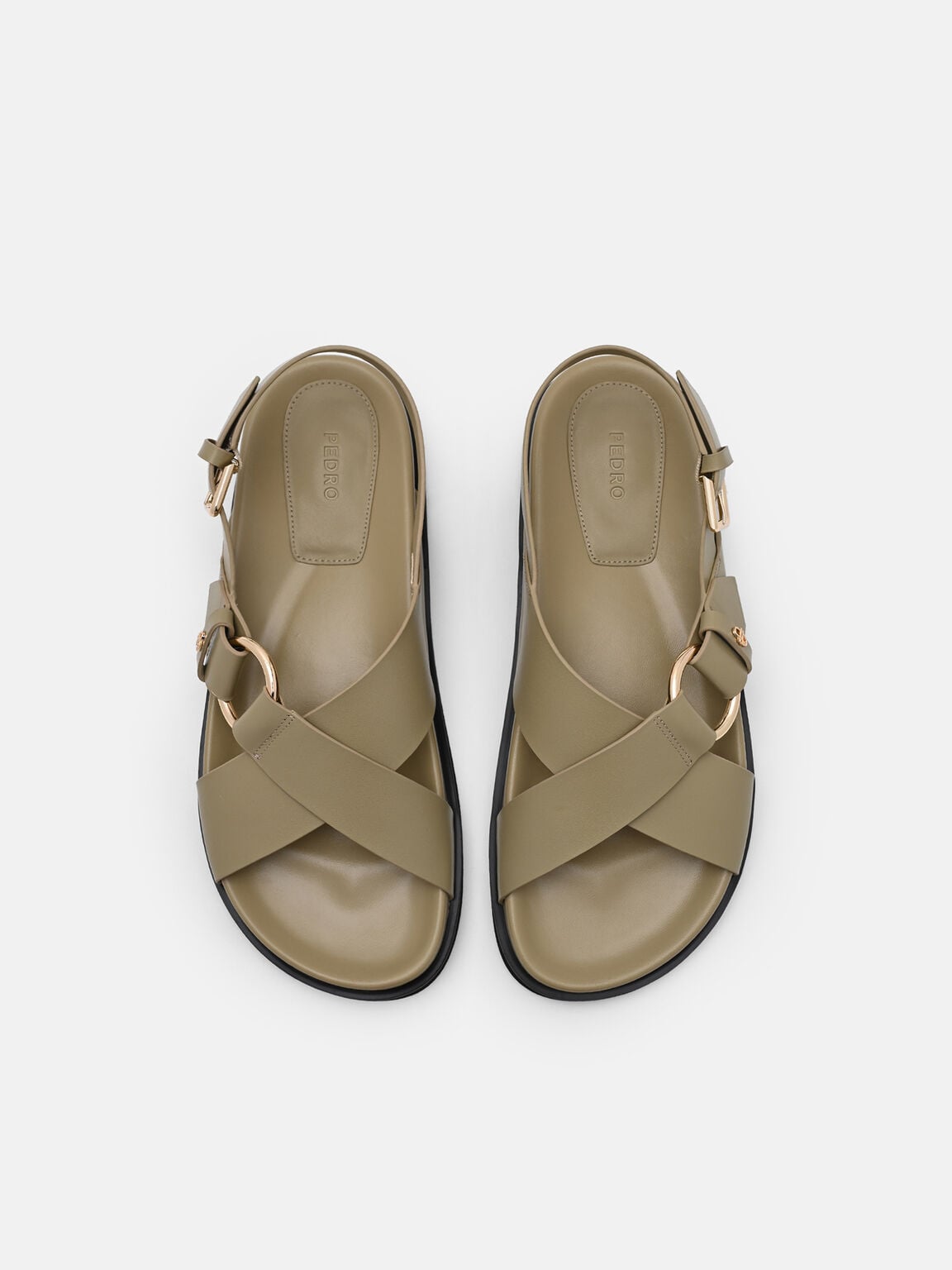 Goya Leather Backstrap Sandals, Olive, hi-res