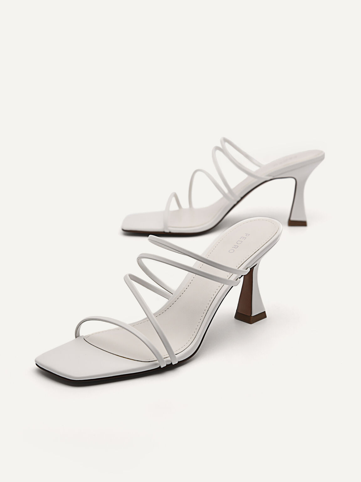 Strappy Heel Sandals - White, White, hi-res